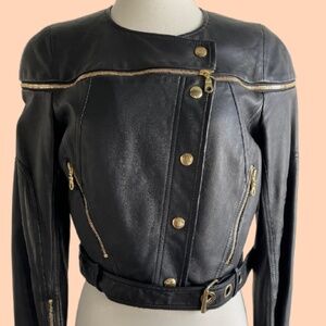 Kenzo Cropped Leather Moto Jacket